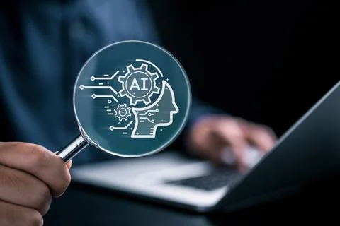 Businessman using chatbot on smartphone with Artificial Intelligence Stock Photos