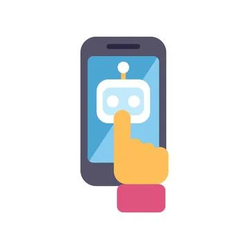 Businessman using chatbot on smartphone for customer support Stock Illustration