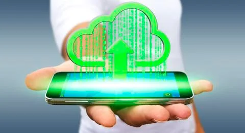 Businessman using the Cloud Stock Illustration