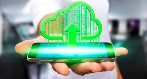 Businessman using the Cloud Stock Illustration