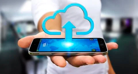 Businessman using the Cloud Stock Photos