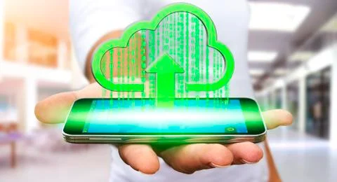 Businessman using the Cloud Stock Photos