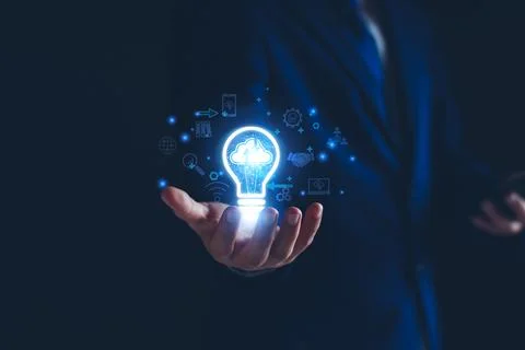 Businessman using cloud technology connect business data. Cloud computing c.. Stock Photos