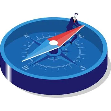 Businessman using compass vector icon on white Stock Illustration