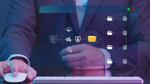 Businessman using computer with cloud computing 스톡 동영상 236296780