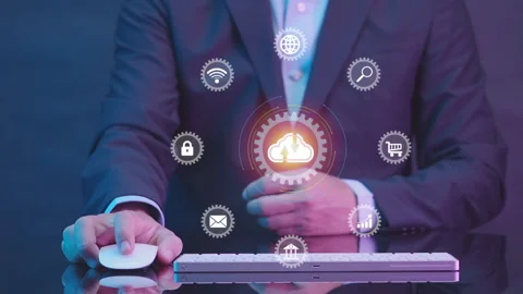 Businessman using computer with cloud computing Stock-Footage 236296813