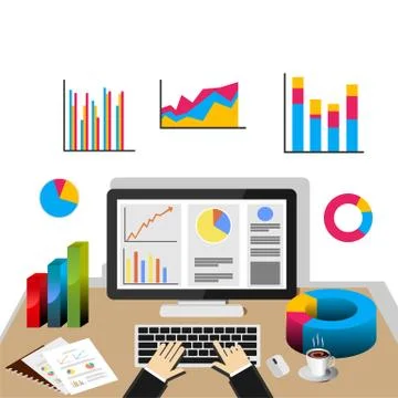 Businessman using computer at desk イラスト素材