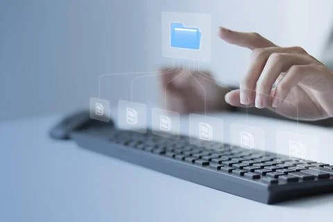 Businessman using computer to DMS. Document Management System Online Document Stock Photos