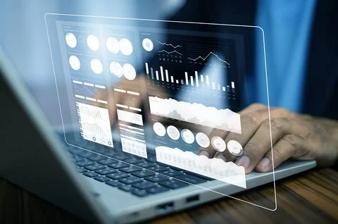 Businessman using computer for DMS documents management and ERP software fo.. Stock Photos