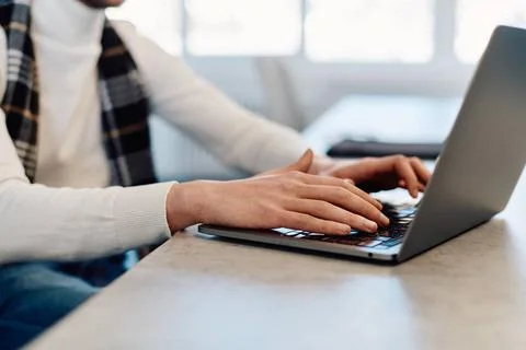 Businessman using a computer to document management concept, online docume... Stock Photos