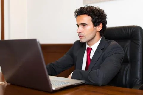 Businessman using a computer in his office Stock Photos