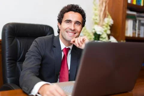 Businessman using a computer in his office Stock Photos