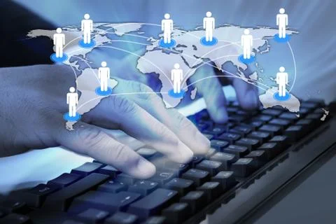 Businessman using computer keyboard at desk 库存插图