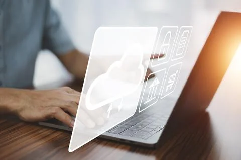 Businessman using computer login Cloud computing concept and Cloud computing  Stock Photos