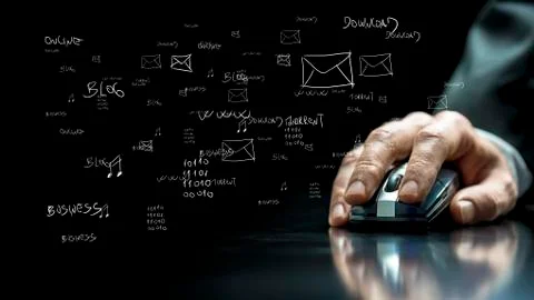 Businessman using a computer mouse Stock Photos