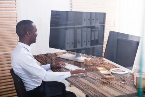 Businessman Using Computer Stock Photos