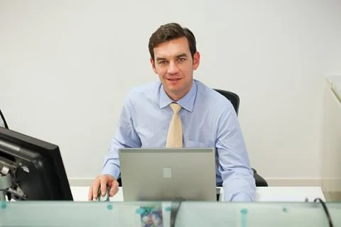 Businessman using computer Stock Photos
