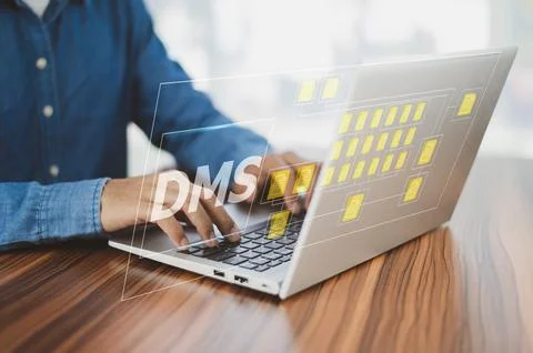 Businessman using computer Software for security, searching and managing co.. Stock Photos