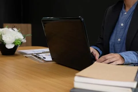 Businessman using computer. startup man working with laptop Foto stock