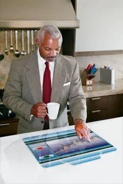 Businessman using computer in table Stock Photos