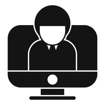 Businessman using desktop computer icon showing online business meeting Illustrazione stock