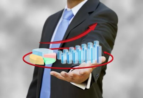 Businessman using digital graph 스톡 일러스트