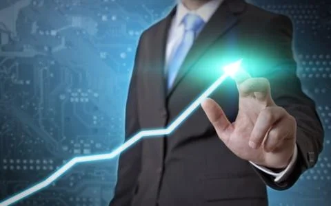 Businessman using digital graph Stock Illustration