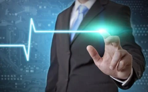 Businessman using digital graph Illustrazione stock