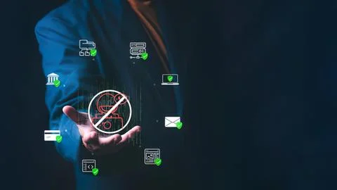 Businessman using digital icons for technology and finance Stock Photos