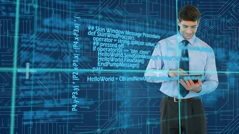 Businessman using a digital tablet Video stock 107920706