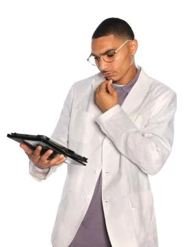 Businessman using electronic tablet Stock Photos