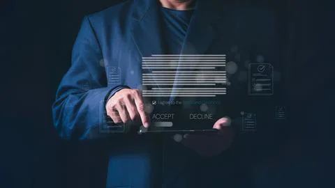Businessman using futuristic digital interface on tablet Stock Photos