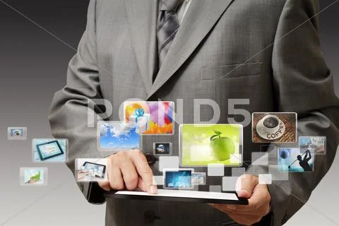 Businessman using his digital tablet Stock Illustration