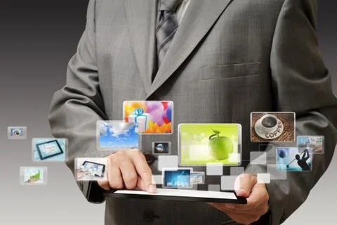 Businessman using his digital tablet Stock Illustration