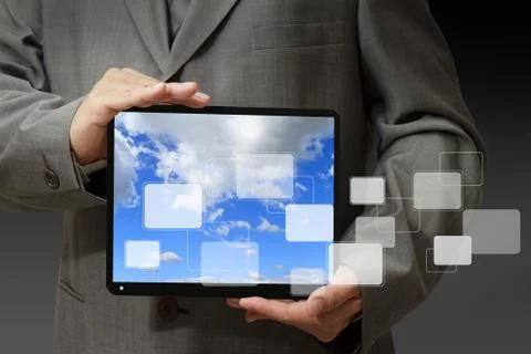 Businessman using his digital tablet Stock Illustration