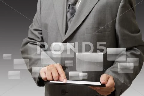 Businessman using his digital tablet Stock Illustration