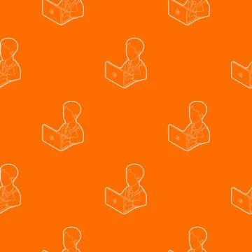 Businessman using his laptop pattern vector orange 스톡 일러스트