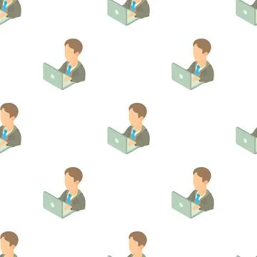 Businessman using his laptop pattern seamless vector イラスト素材
