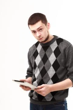Businessman using his tablet Stock Photos