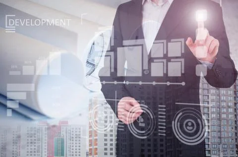 Businessman using innovative technologies Stock Photos