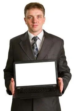 Businessman using laptop computer Stock Photos