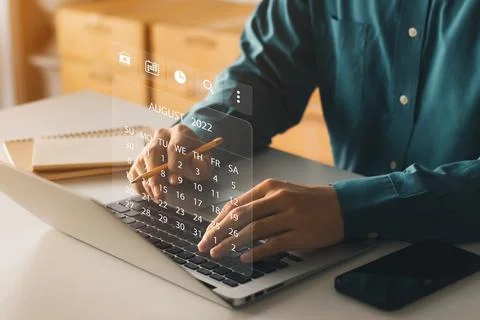 Businessman using laptop computer Plan work. Stock Photos