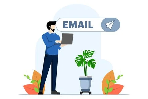 Businessman using laptop for email subscription form on website Stock Illustration