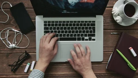 Businessman using laptop Stock Footage 69801945