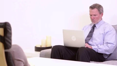 Businessman using laptop Video stock 80125454