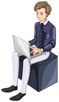A businessman using a laptop Stock Illustration