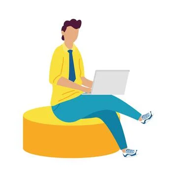 Businessman using laptop Stock Illustration