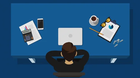 Businessman Using Laptop In Office Stock Footage 58098198