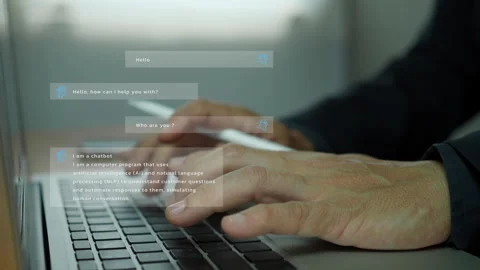 Businessman using laptop provide access information, digital chatbot. Stock-Footage 246799909