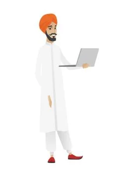 Businessman using laptop vector illustration. Stock Illustration